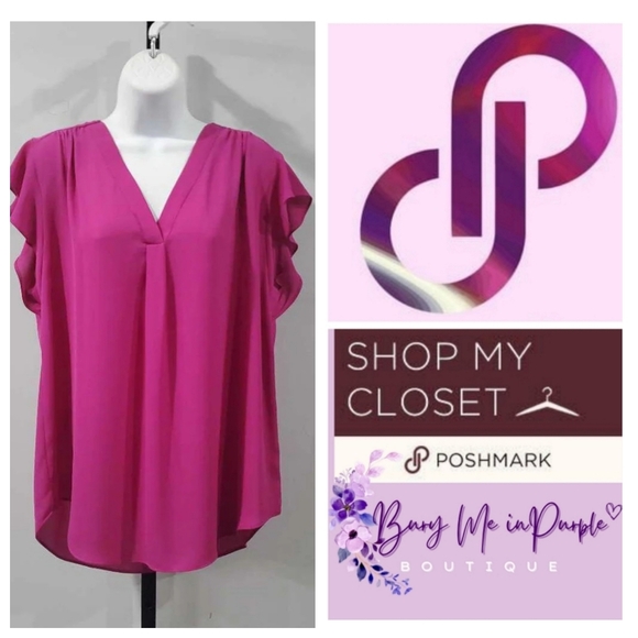 FLUTTER SLEEVE BLOUSE - Picture 1 of 9